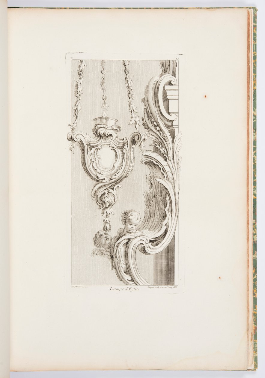 Kyrklampa, tallrik 83, från Oeuvres de Juste-Aurèle Meissonnier (Verk av Juste-Aurèle Meissonnier) av Juste Aurèle Meissonnier