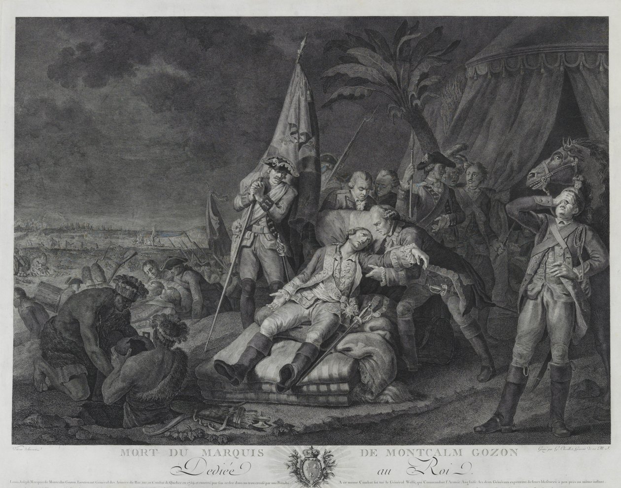 Marquis de Montcalm Gozons död (gravyr) av Juste Chevillet