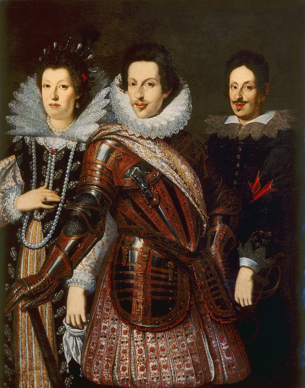 Porträtt av Marie Madeleine av Österrike, Cosimo II och Ferdinand II de Medici, ca 1640 av Justus Sustermans