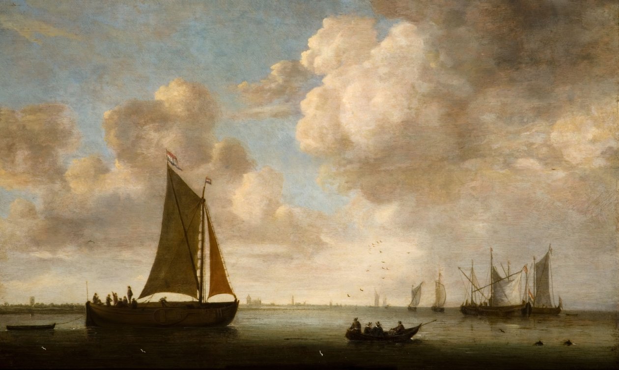 Avlägsen utsikt över den holländska kusten, 1660. av Justus Verwer