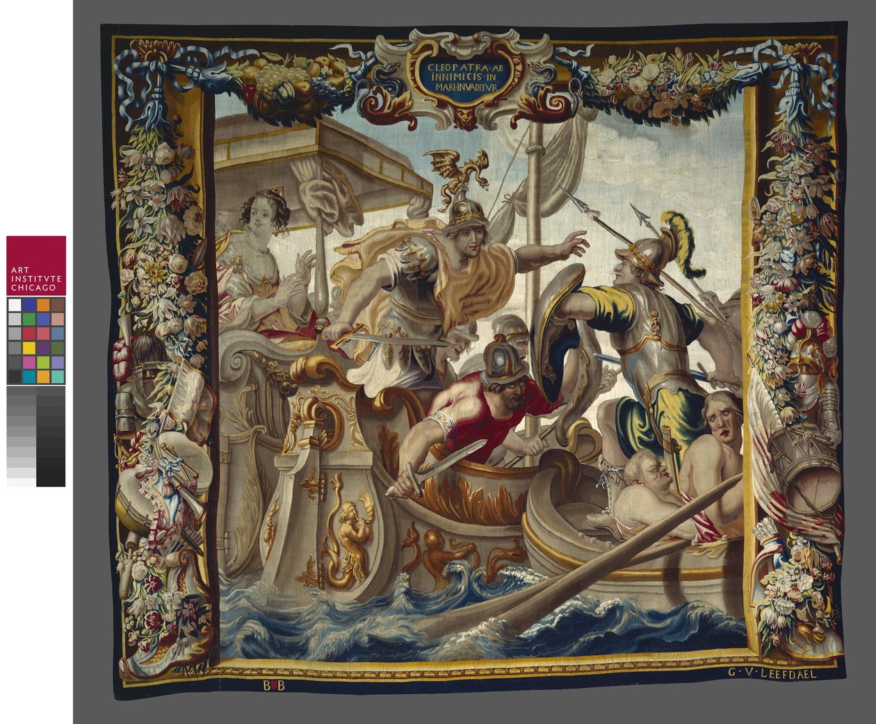 Slaget vid Actium från The Story of Caesar and Cleopatra, William van Leefdael Workshop, ca 1680 av Justus van Egmont