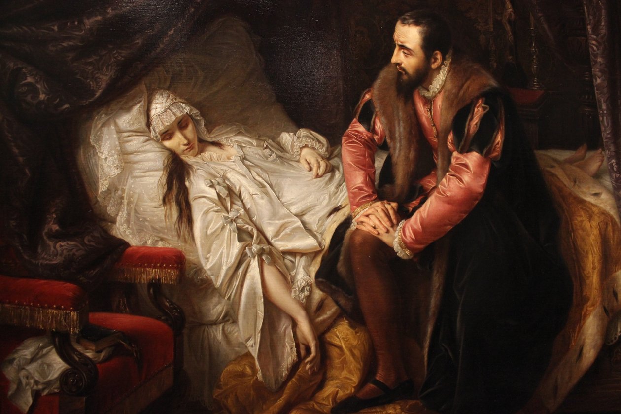 Barbara Radziwiłłównas död av Józef Simmler
