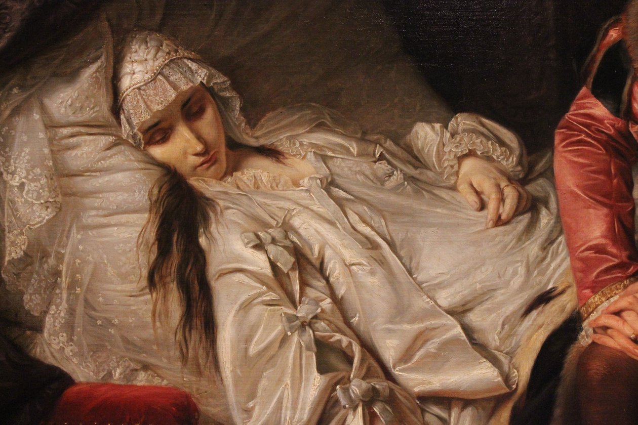 Barbara Radziwiłłównas död av Józef Simmler