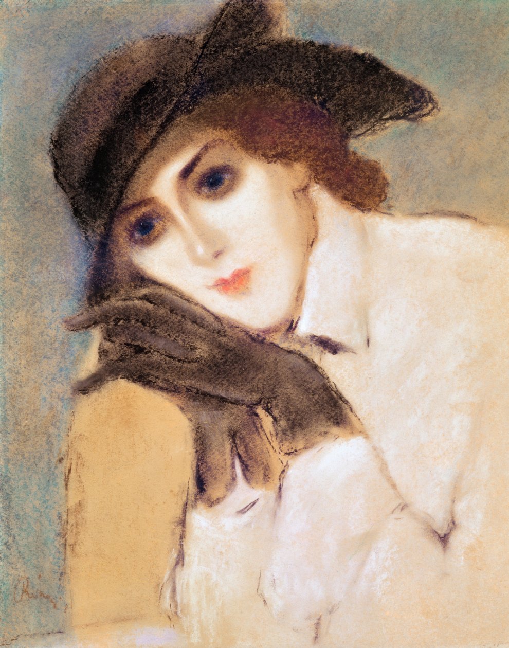 Kvinna i svarta handskar (Porträtt av Zorka Banyai) (pastell) av József Rippl Rónai