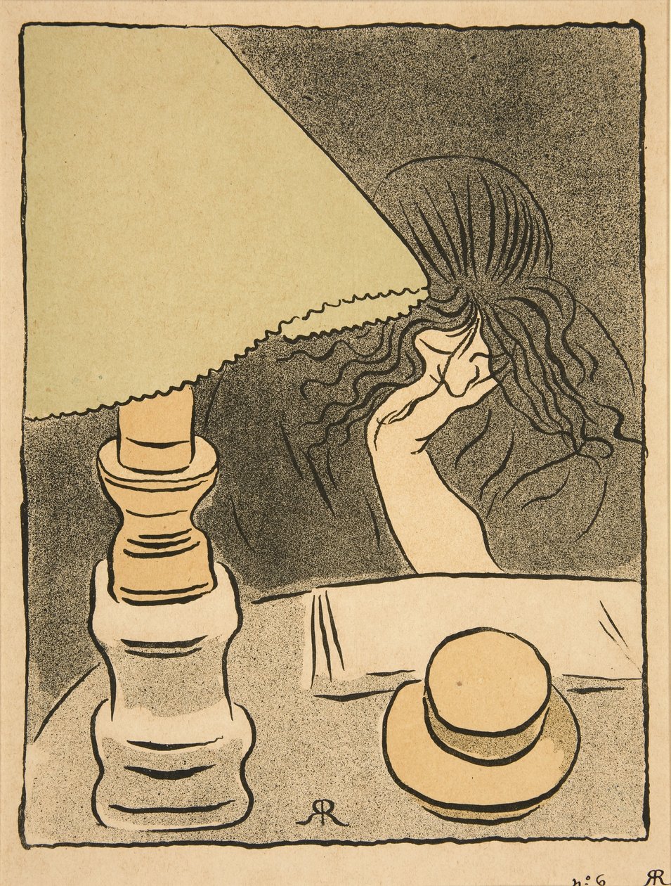 Kvinna och lampa, pub. 1894 av József Rippl Rónai