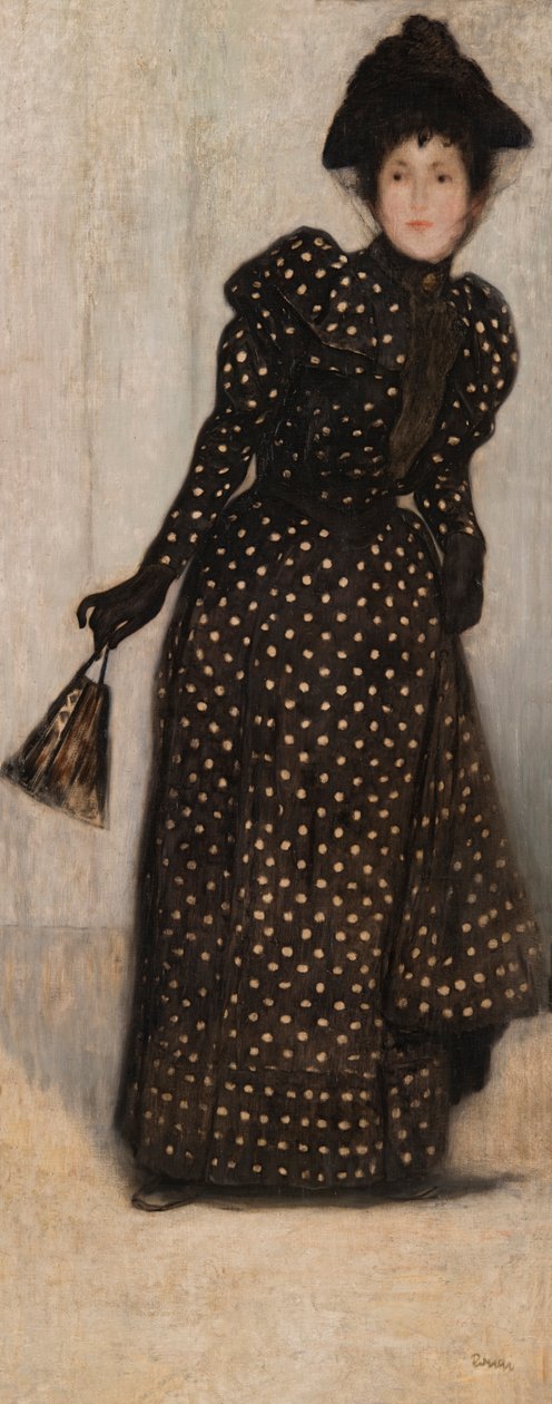 Kvinna i en vit prickig klänning, 1889. av József Rippl Rónai
