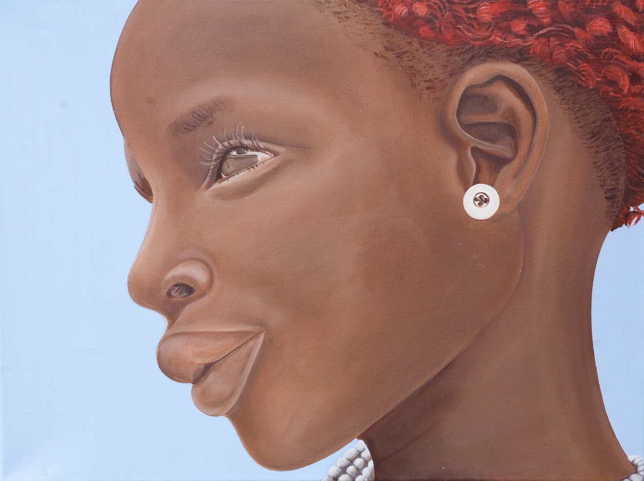 Brown Introspection, 2007 (olja och akryl på duk) av Kaaria Mucherera