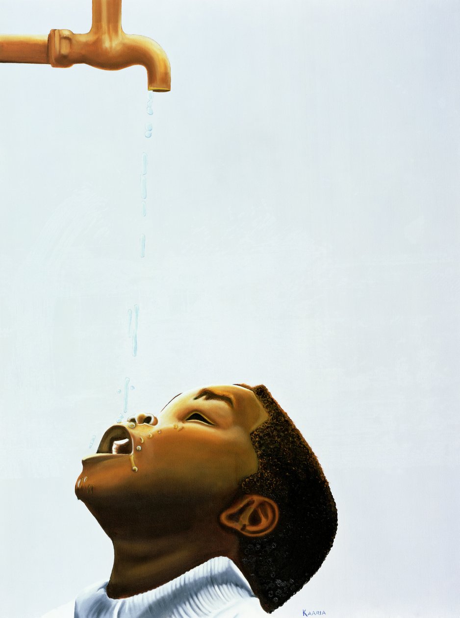Streams in the Desert (oil & acrylic on canvas) av Kaaria Mucherera