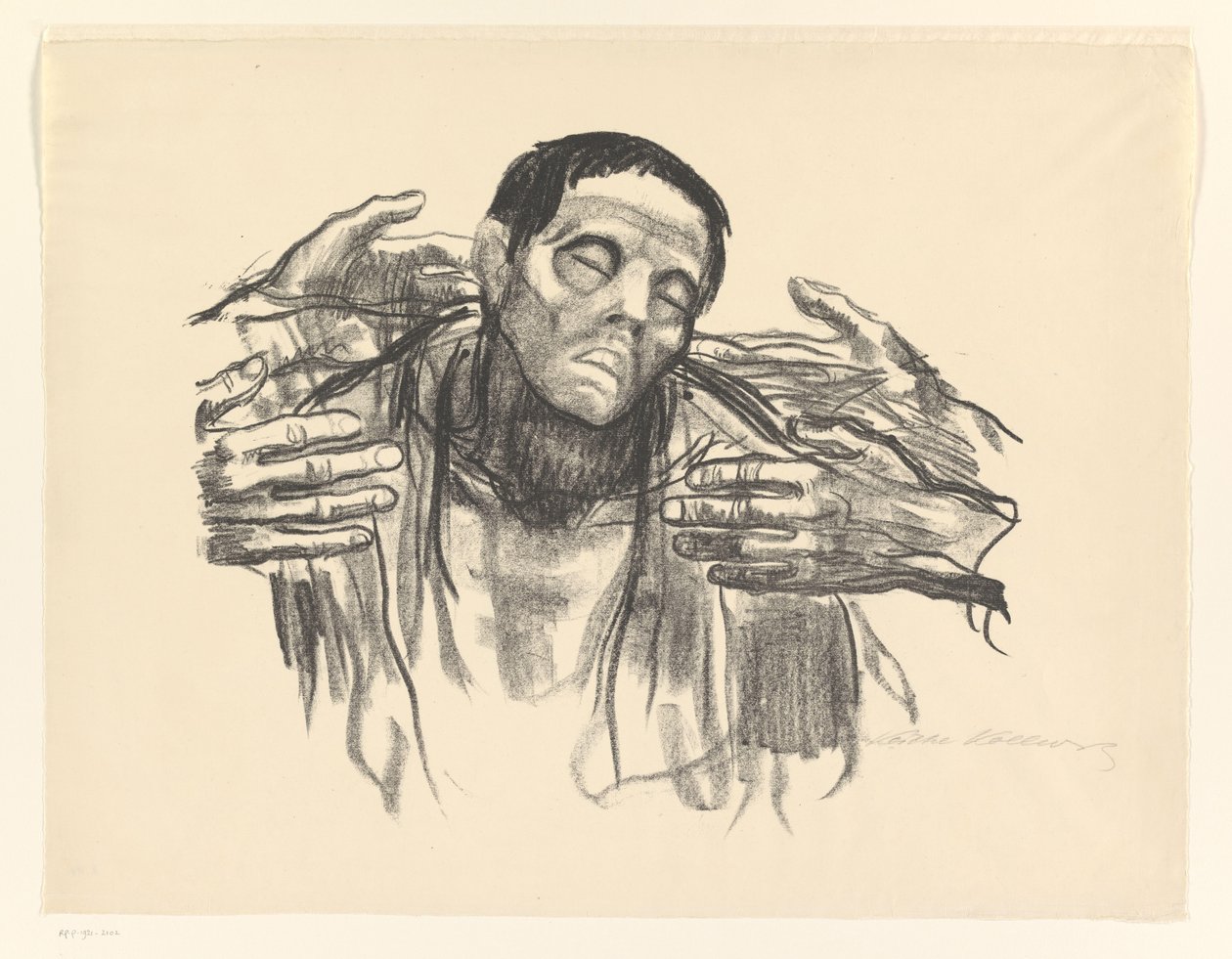 Man och fyra händer Halva Ryssland (originaltitel) av Käthe Kollwitz (signed by artist)
