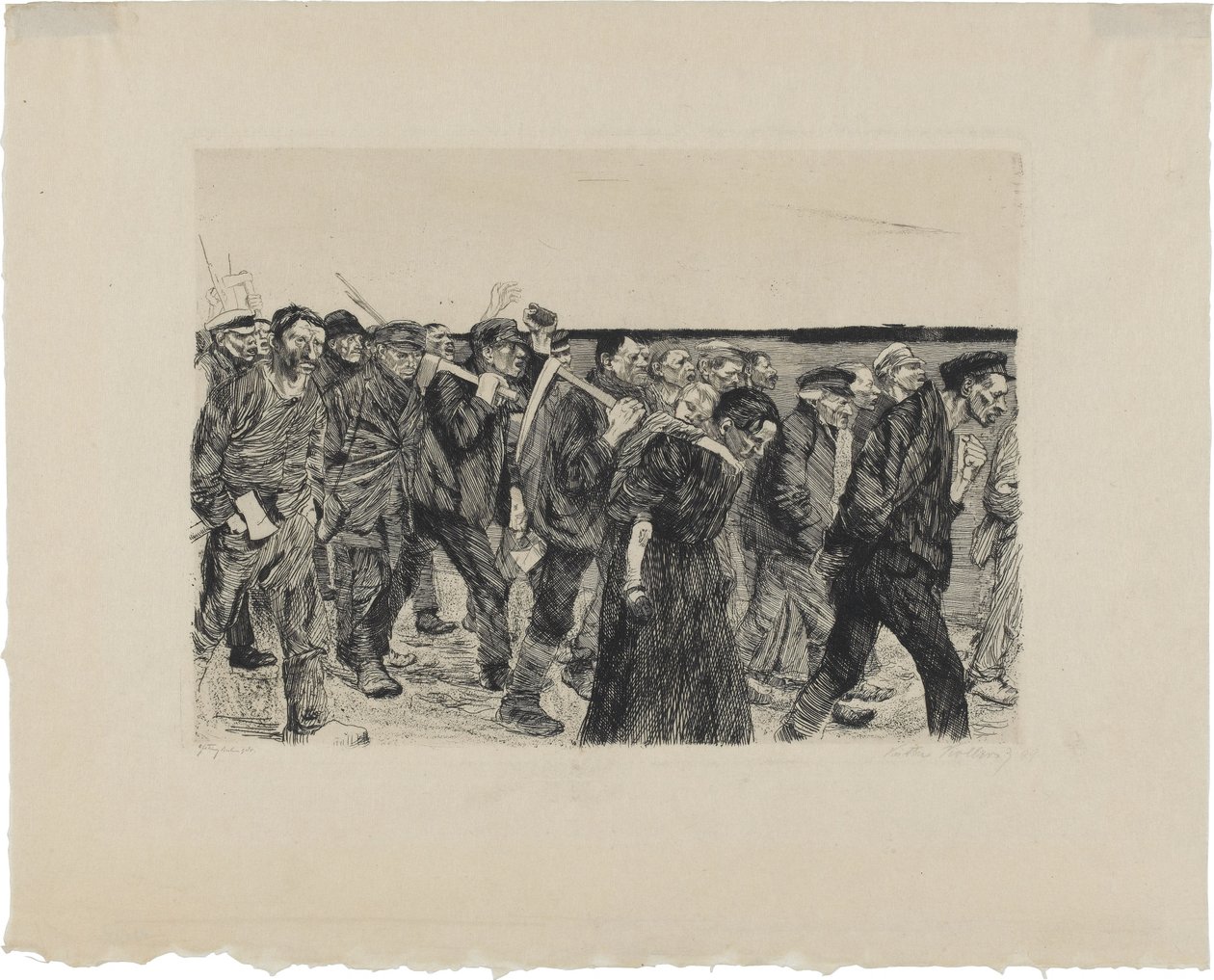 Ett vävaruppror, blad 4: Vävarnas marsch av Käthe Kollwitz