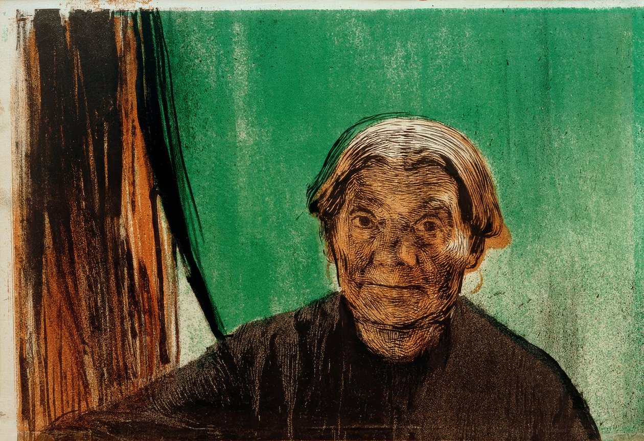 K. Kollwitz, gammal kvinna vid fönstret av Käthe Kollwitz