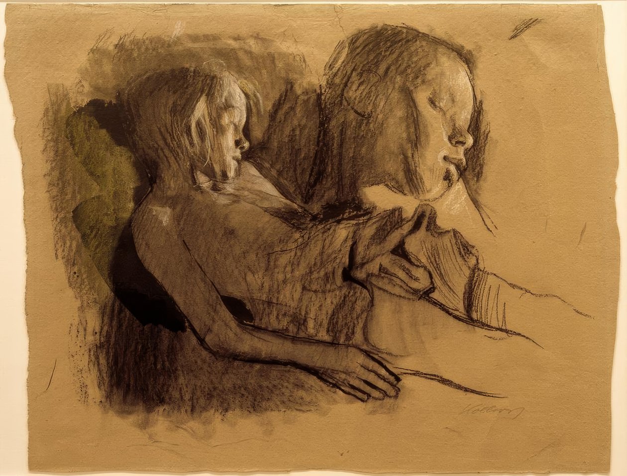 K. Kollwitz, Sovande barn och barnhuvud av Käthe Kollwitz