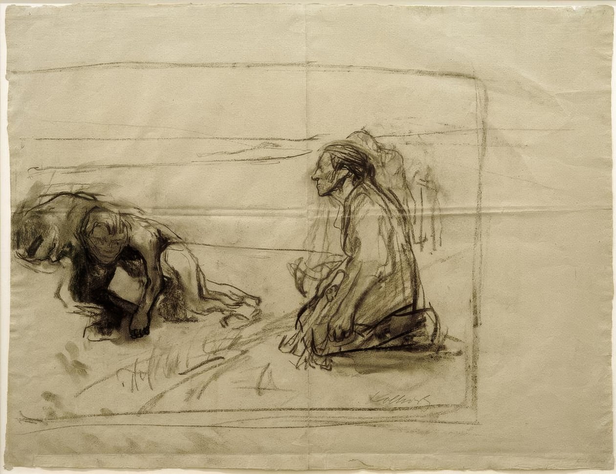 K. Kollwitz, Studie om Pflüger (plogman med knästående fru) av Käthe Kollwitz
