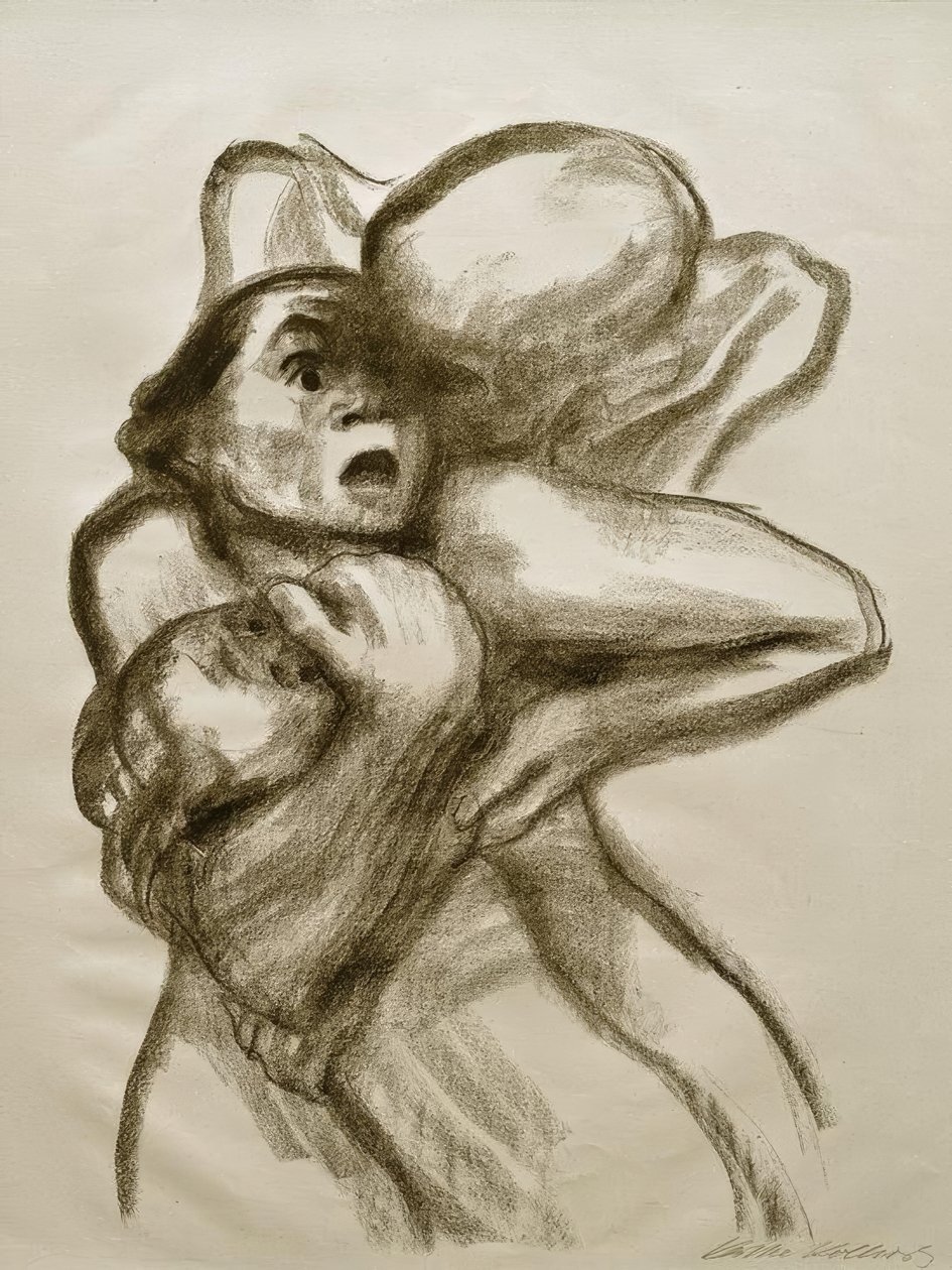 K. Kollwitz, döden griper en kvinna av Käthe Kollwitz