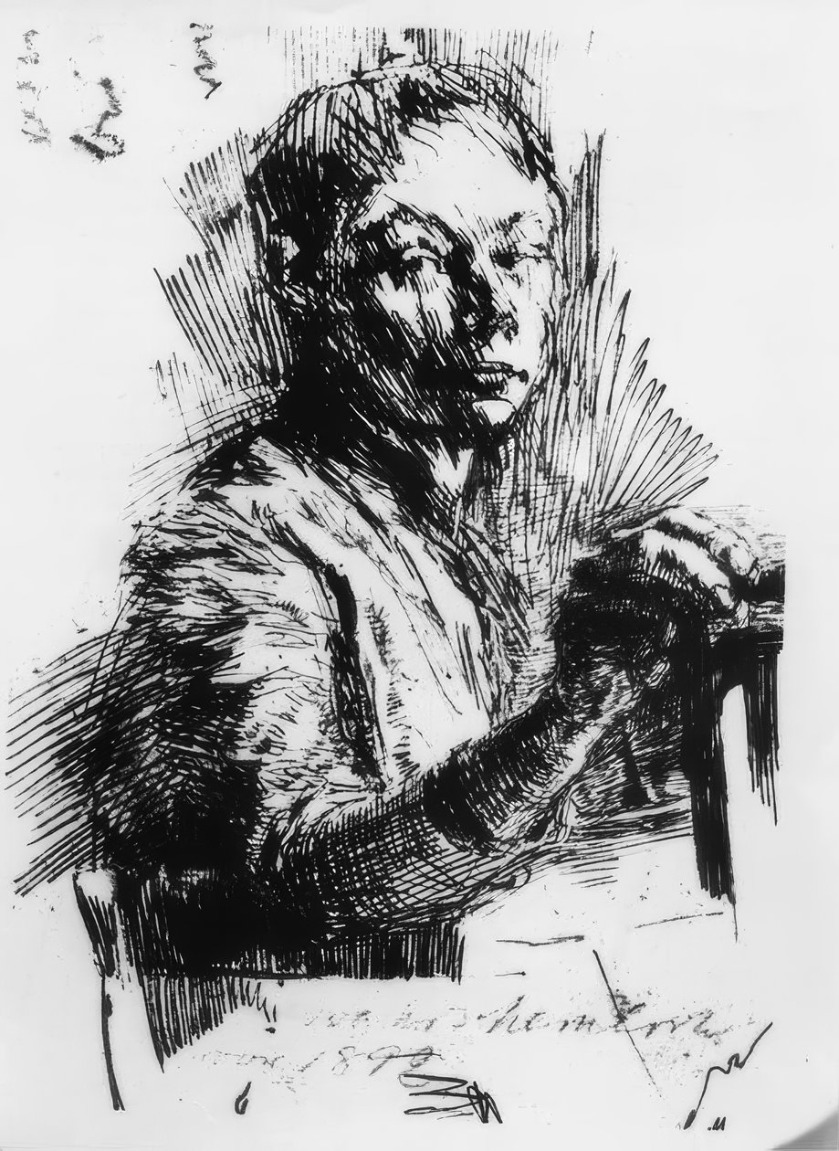 Käthe Kollwitz, självporträtt, teckning av Käthe Kollwitz
