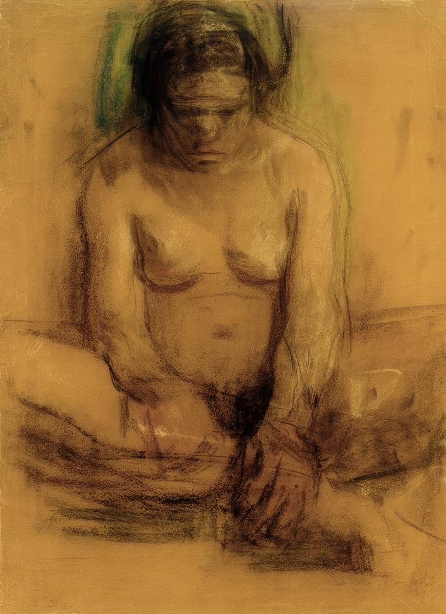 Käthe Kollwitz, Sittande Kvinna Naken av Käthe Kollwitz