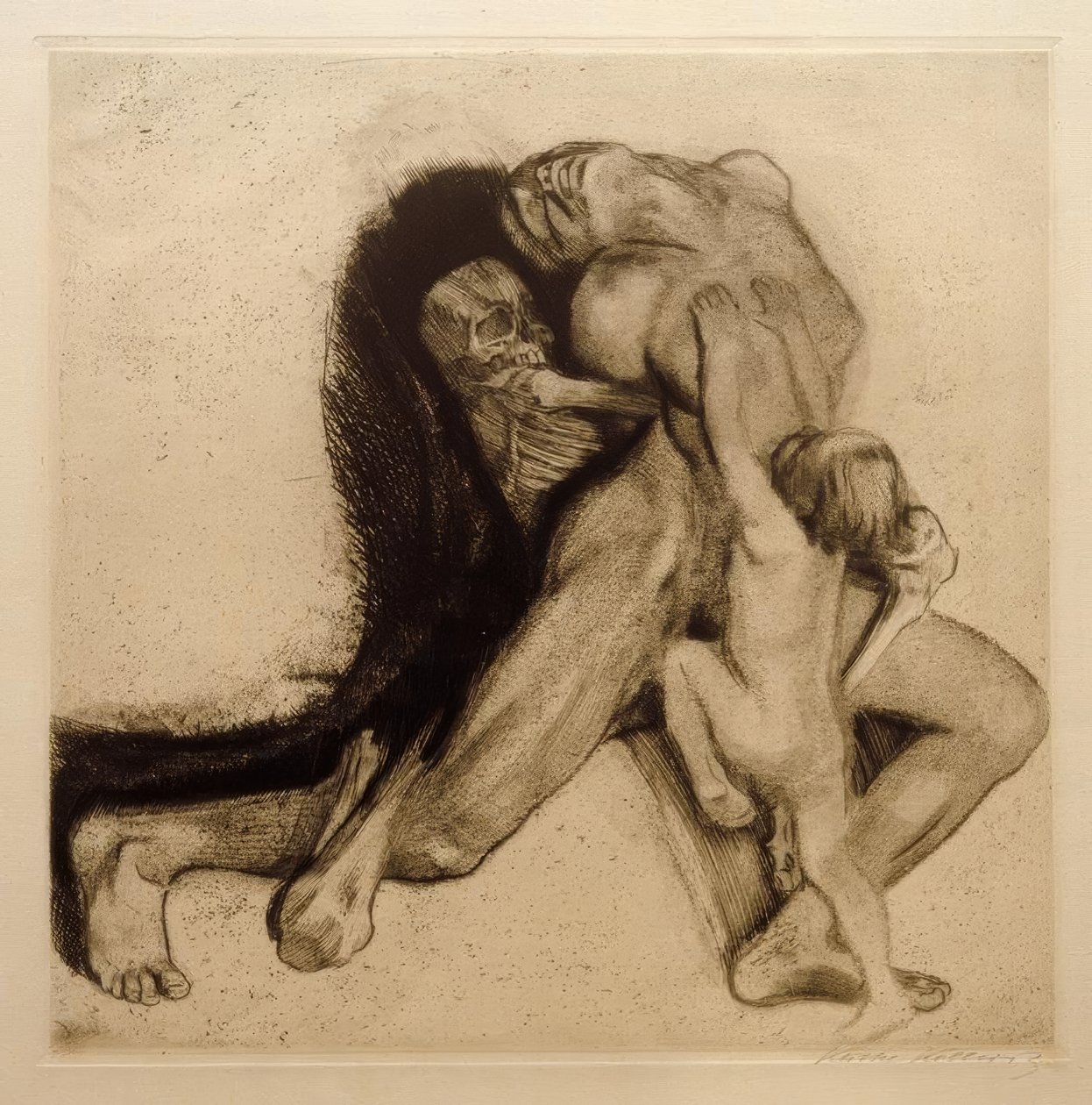 Käthe Kollwitz, död och hustru av Käthe Kollwitz