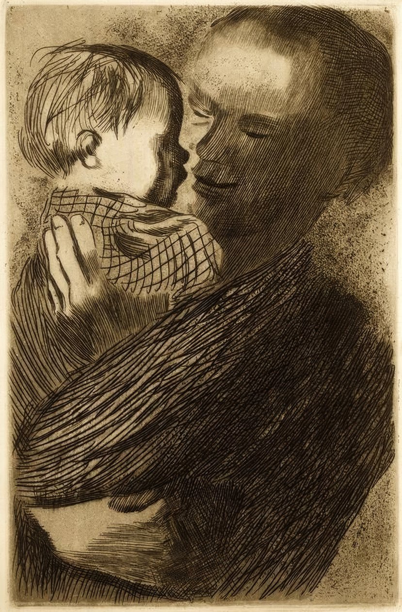 Mamma med ett barn i famnen av Käthe Kollwitz