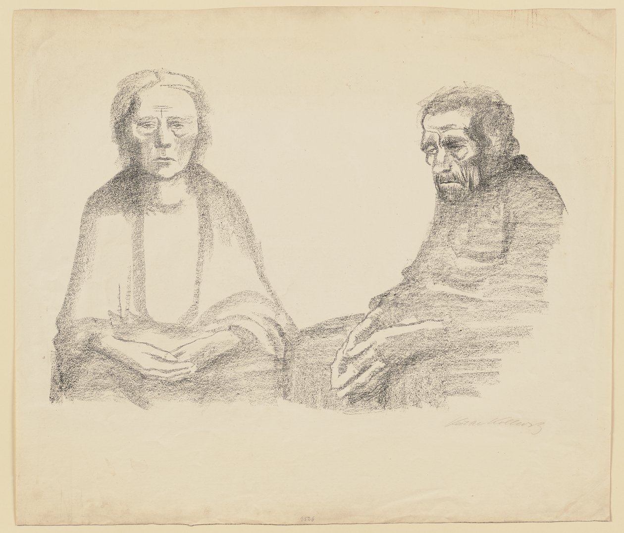 Avvisad andra version av blad 3 i serien ”Krig” av Käthe Kollwitz
