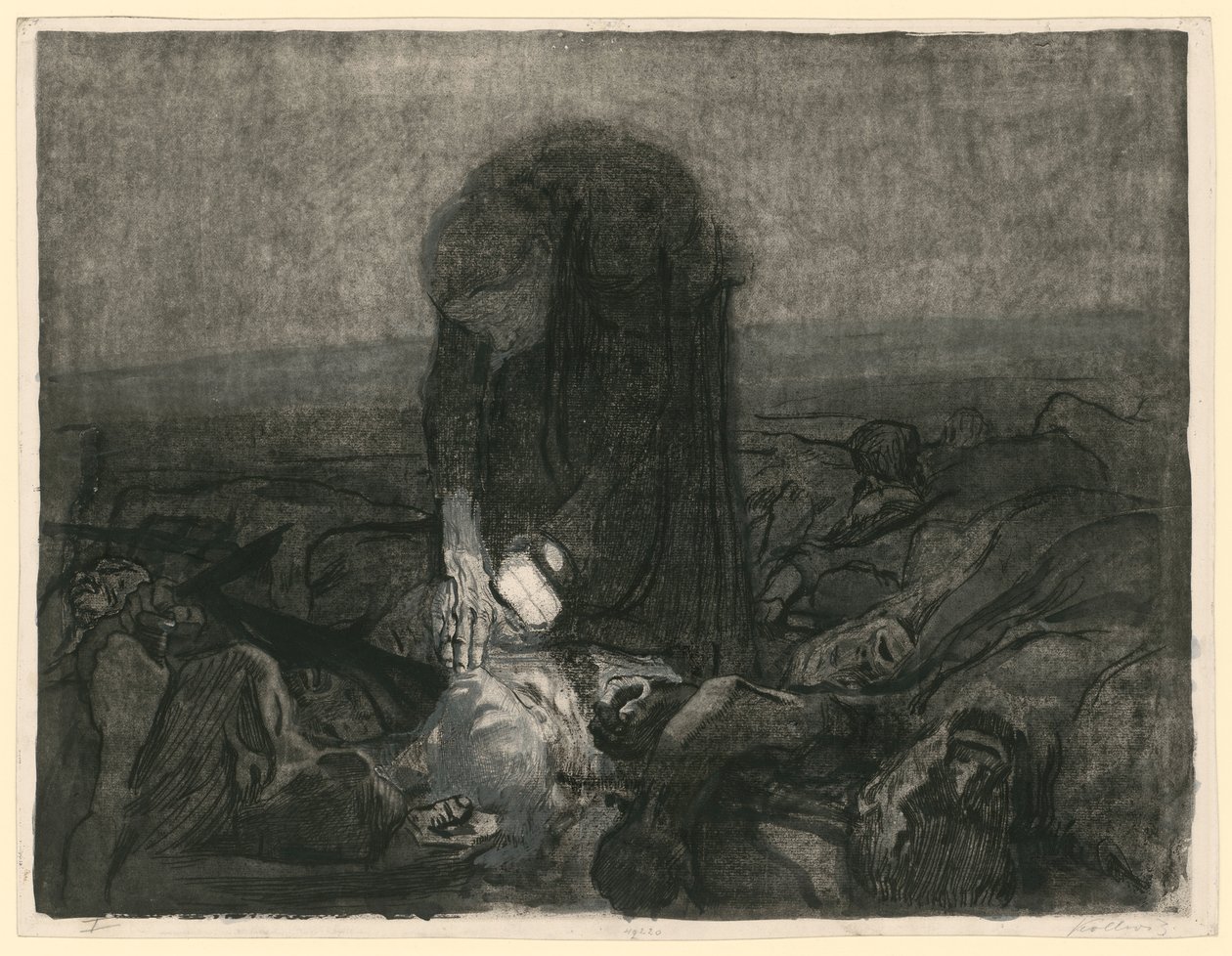 Slagfält (blad 6 ur ”Bauernkrieg”, 2:a utgåvan) av Käthe Kollwitz