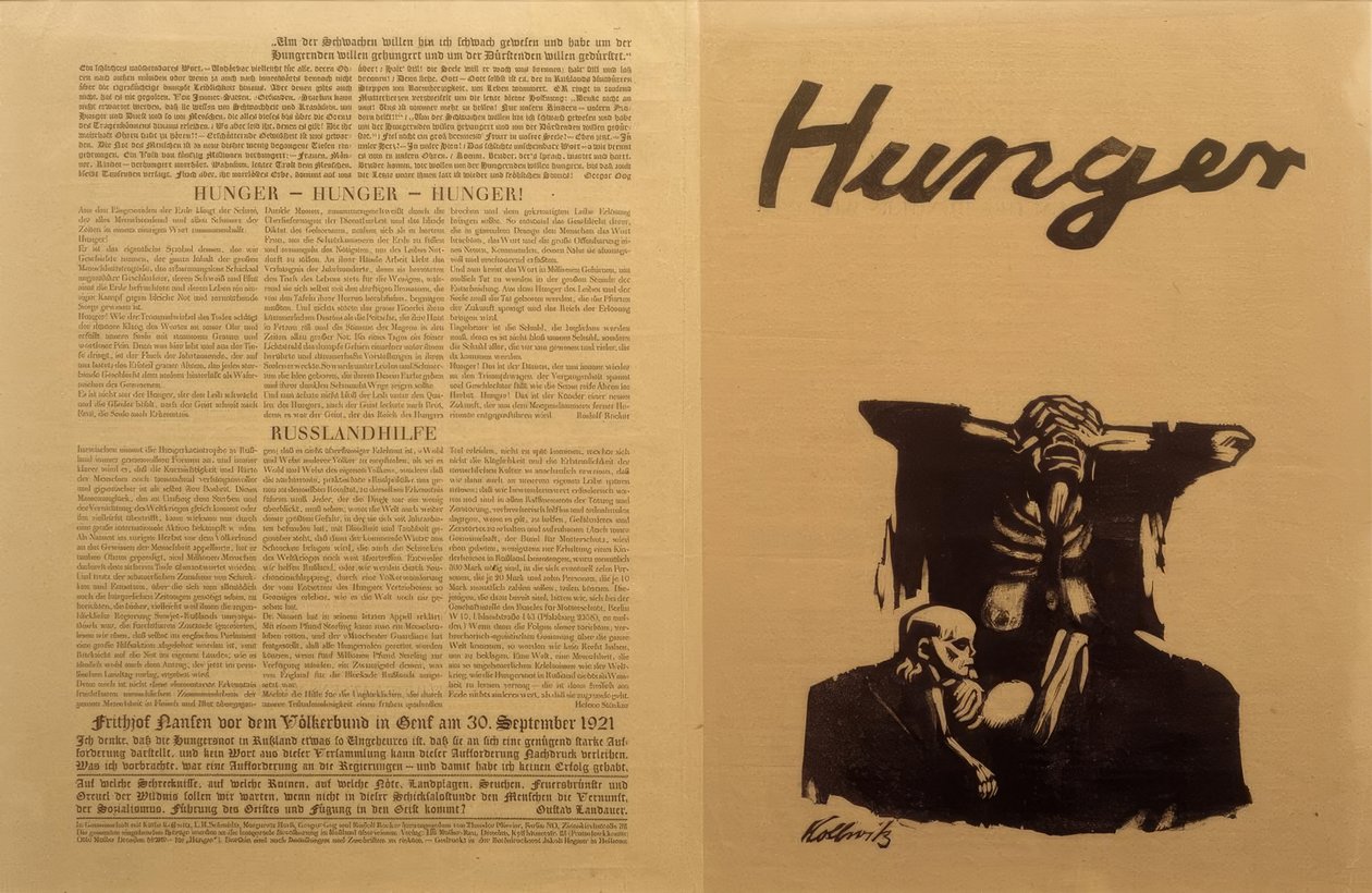 Sovjetryssland, livsmedelskris / broschyr, K. Kollwitz av Käthe Kollwitz