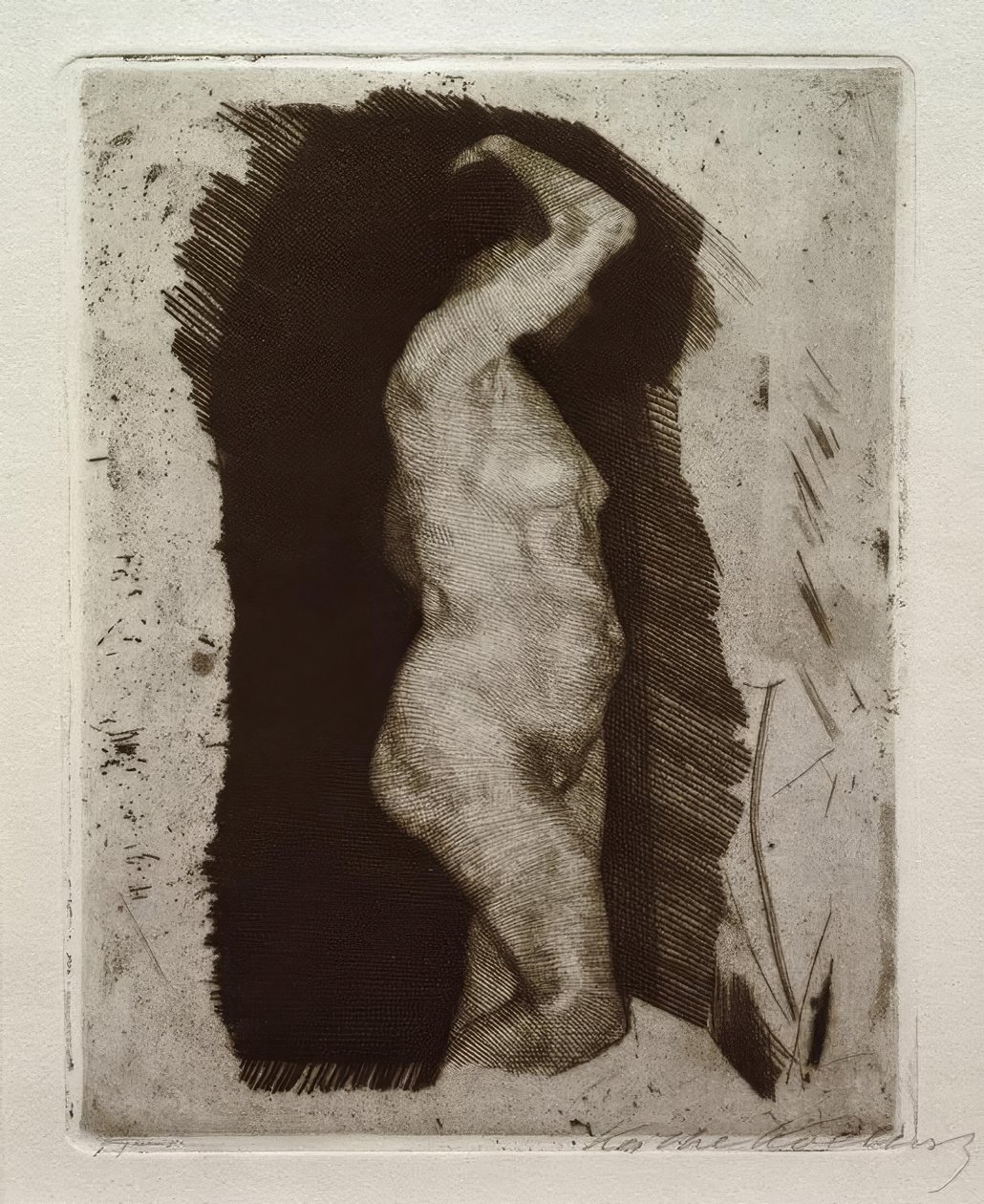Stående kvinnlig naken av Käthe Kollwitz