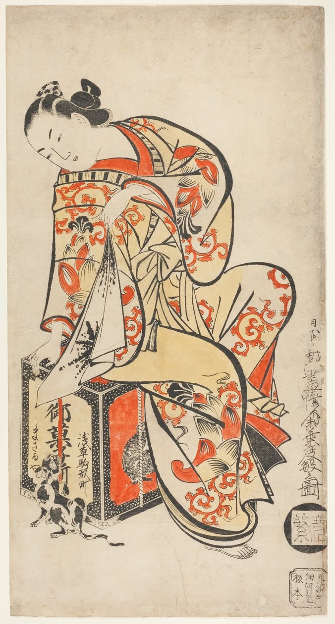 Courtesan som leker med en katt av Kaigetsudō Dohan