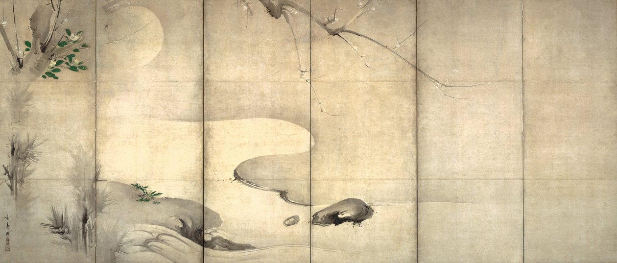 Tall och plommon i månsken av Kaiho Yusho