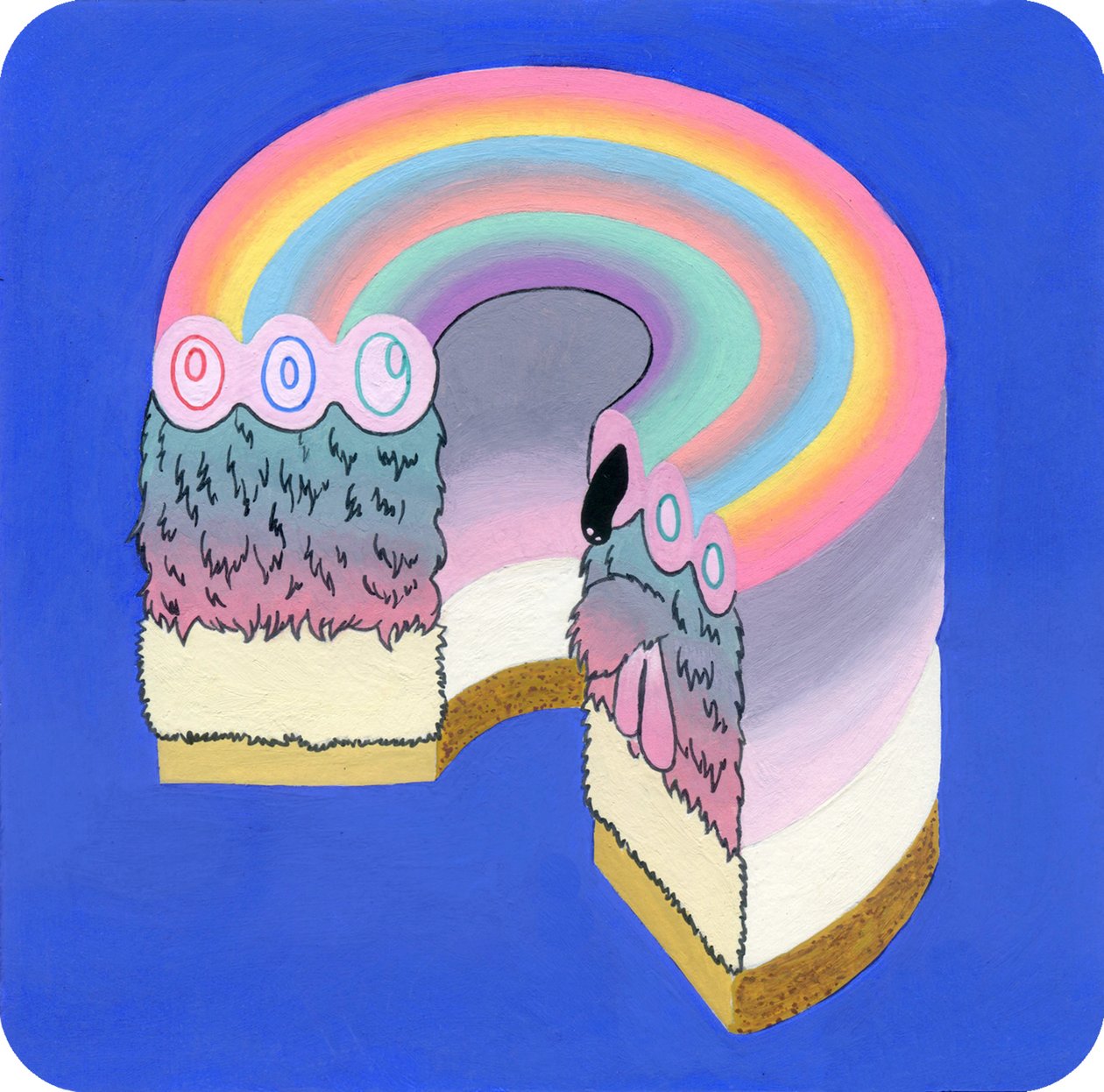 Fuzzcake, 2017 (bland media på papper) av Kam Tsz
