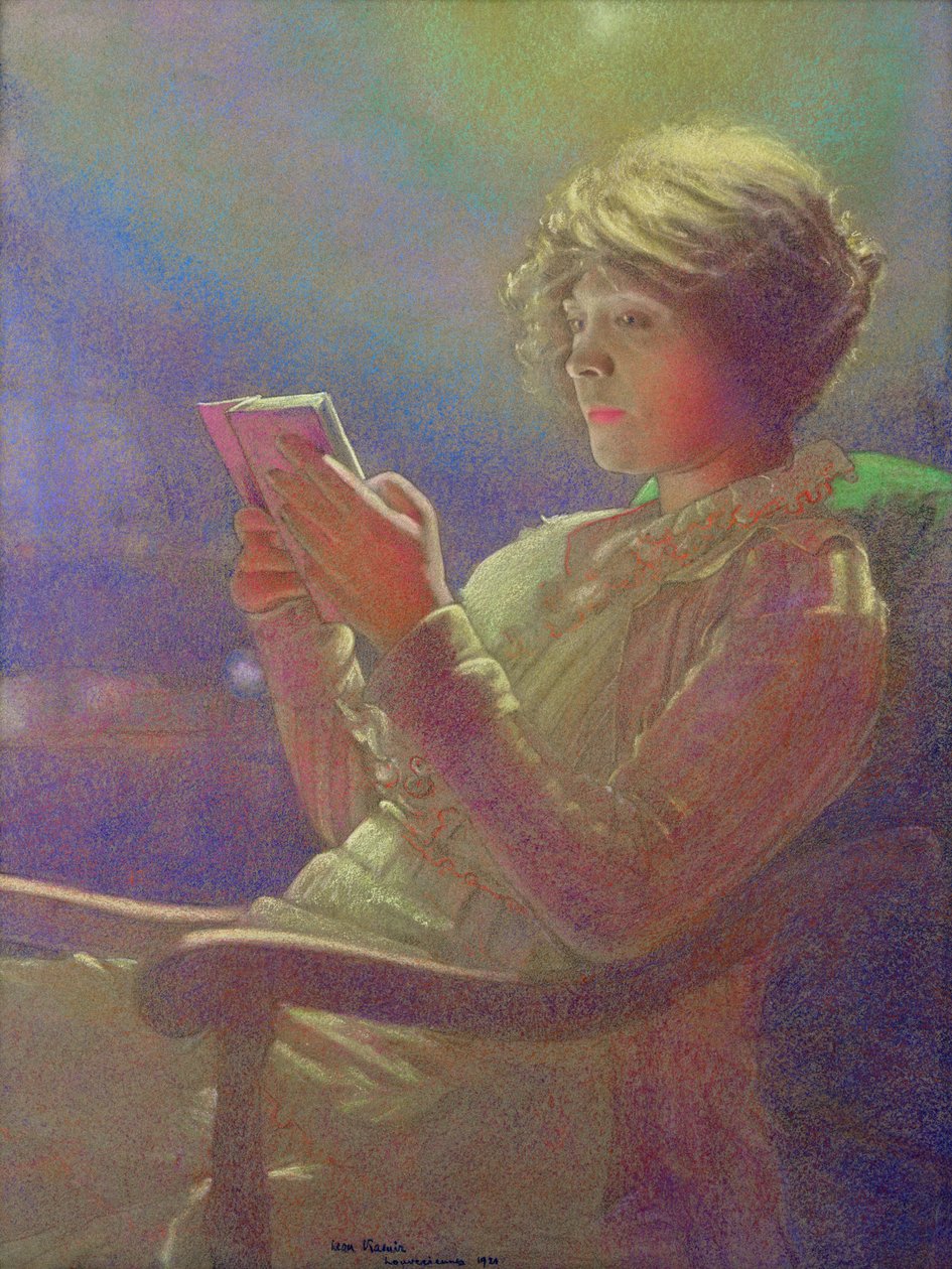 Kvinna som läser, 1921 (pastell på papper) av Kamir Kaufman