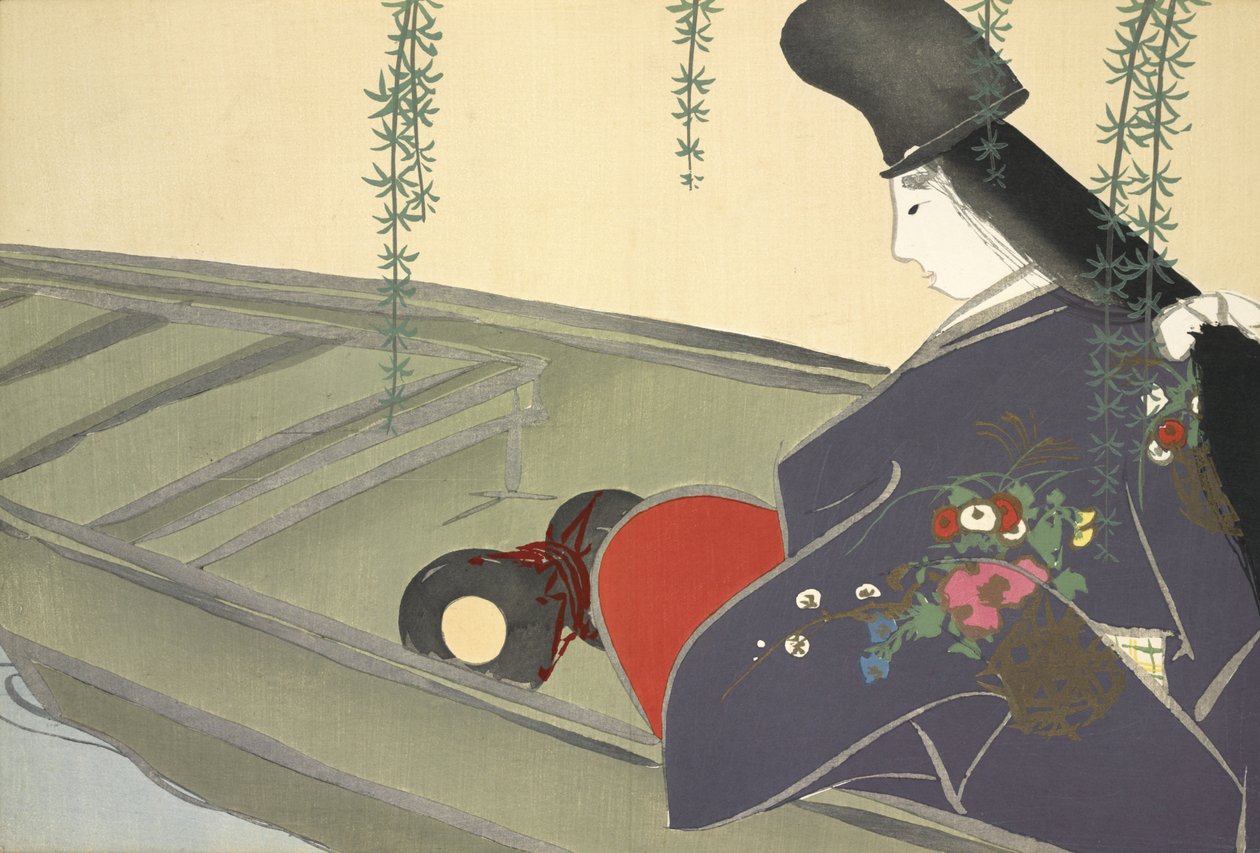 Asazuma-bune, endast från Momoyo av Kamisaka Sekka