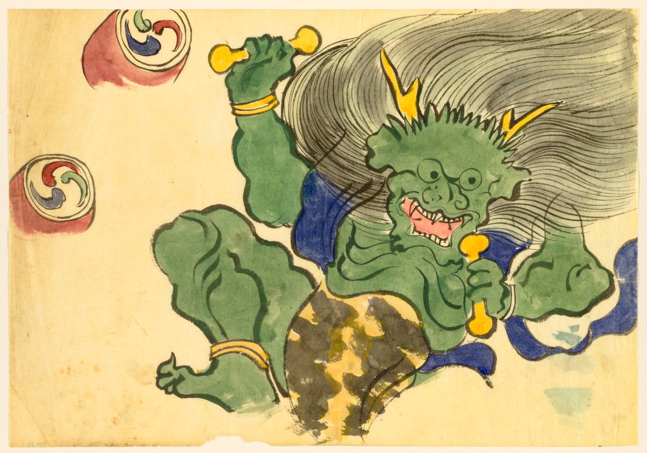 Flowers of a Hundred Worlds (Momoyogusa): Åskguden (Raijin) av Kamisaka Sekka
