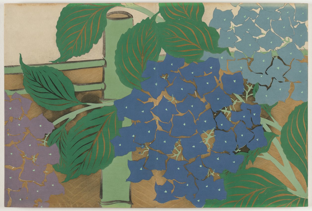 Blommor i hundra världar (Momoyogusa): Hortensia (Ajisai) av Kamisaka Sekka