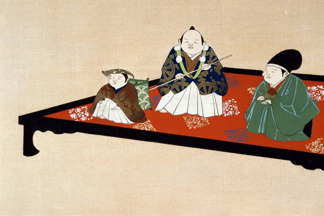 Japansk familj inomhus av Kamisaka Sekka