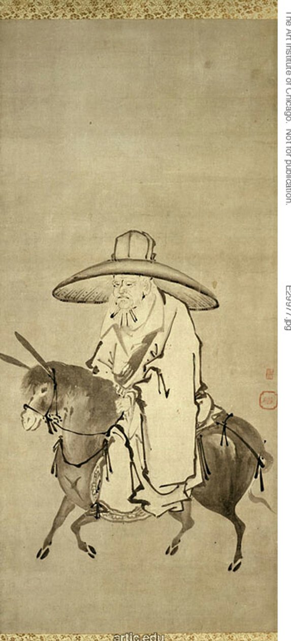 Poeten Du Fu rider på en åsna av Kanô Shigenobu