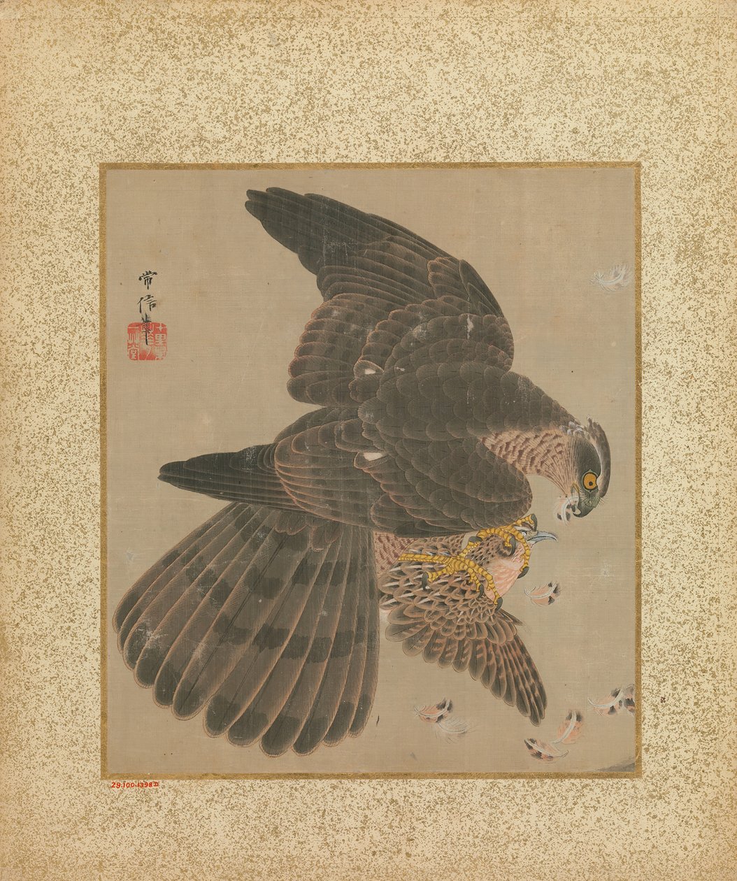 Album av hökar och kalligrafi, 1600-1700-talet. av Kanô Yôboku Tsunenobu