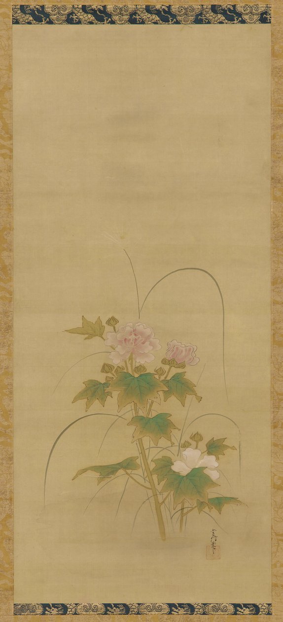 Hibiskus del av en uppsättning, Edo-period, mitten av 1600- och början av 1700-talet. av Kanô Yôboku Tsunenobu