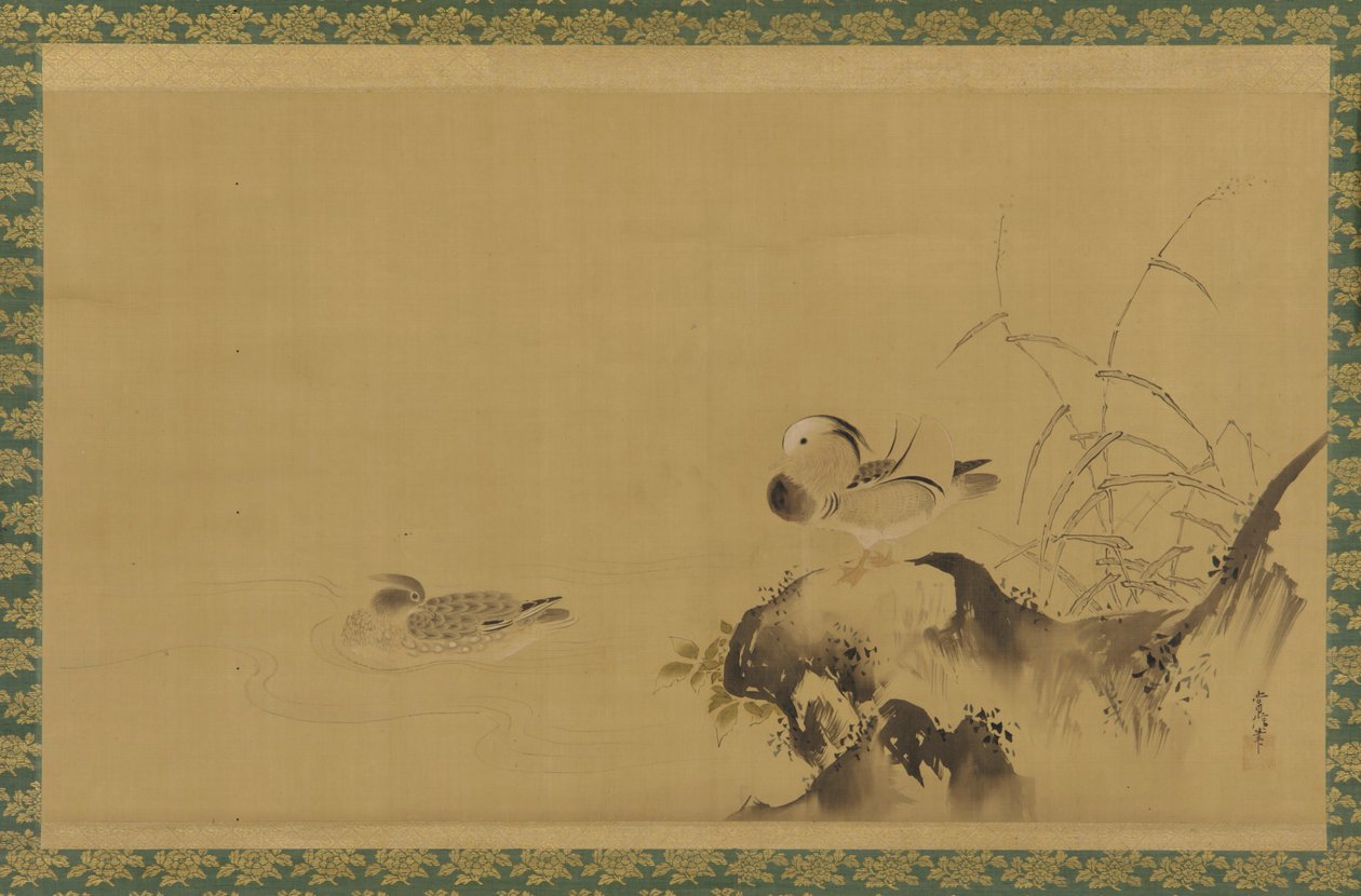 Mandarinänder i ett landskap, Edo-period, mitten av 1600- och början av 1700-talet. av Kanô Yôboku Tsunenobu