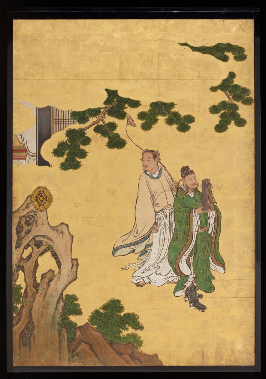 Taoist Immortals, ca 1647 (bläck, färger och guld på papper) av Kano Sansetsu
