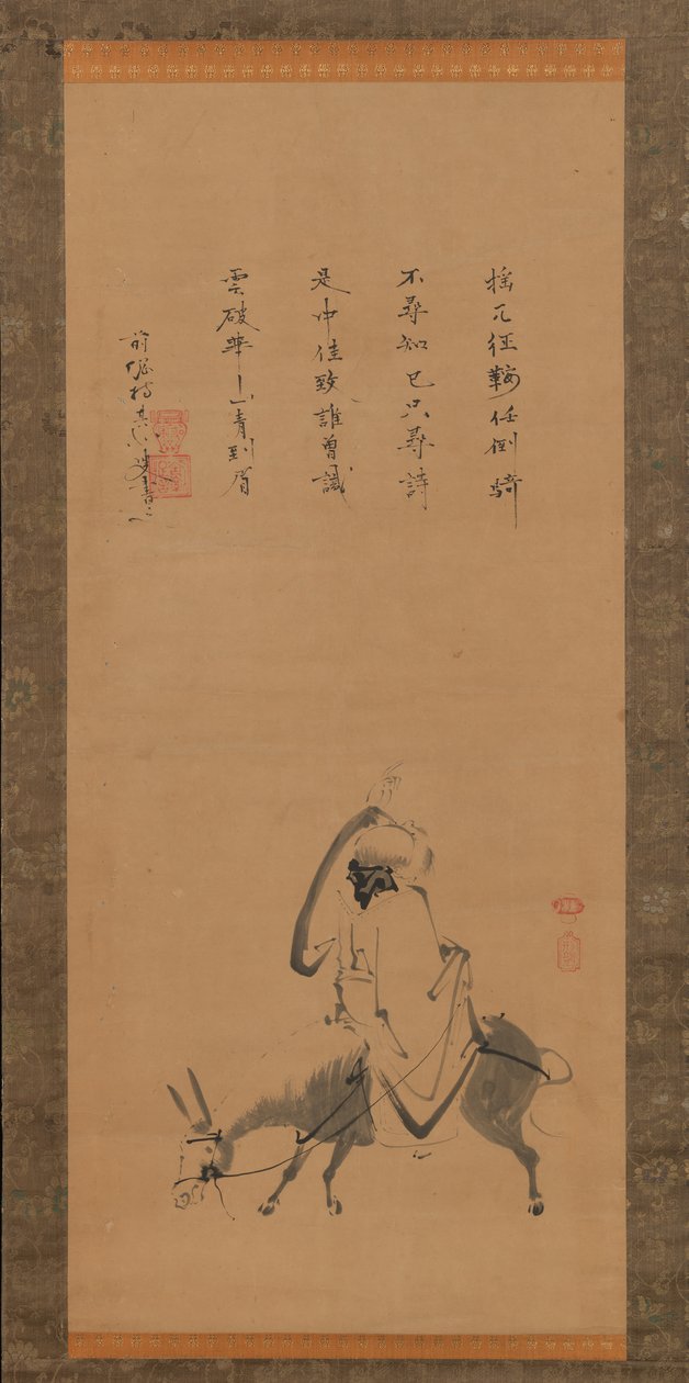 Den kinesiske poeten Pan Lang på en åsna, 1600-talet. av Kano Koya