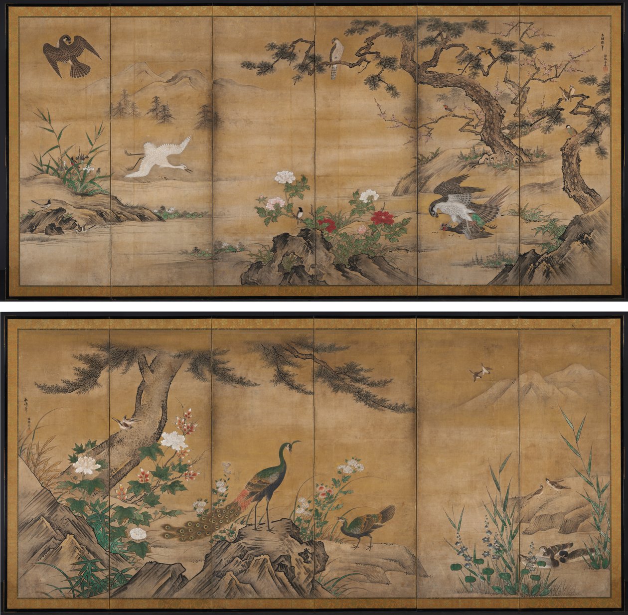 Fåglar och blommor av Kano Mitsunobu