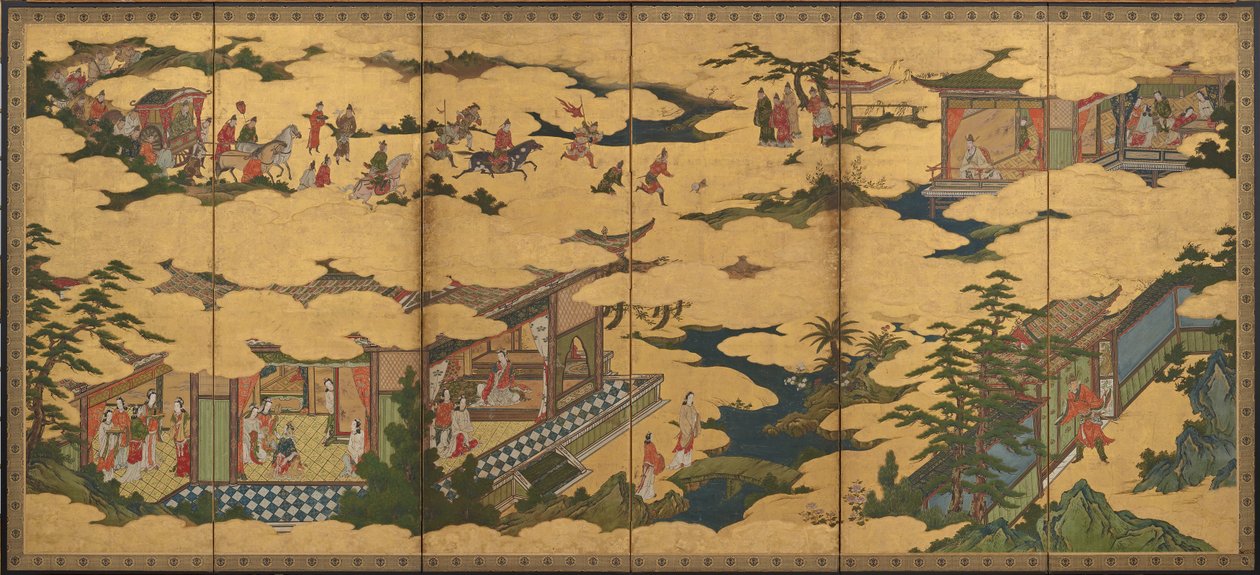 Scener från Ming Huang-kejsarens och Yang Guifeis liv, Momoyama-perioden, sent 16:e-tidigt 17:e av Kano Mitsunobu