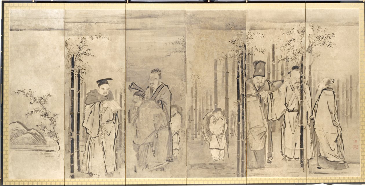 Seven Sages of the Bamboo Grove, 1600-talet. av Kanō Tan’yū