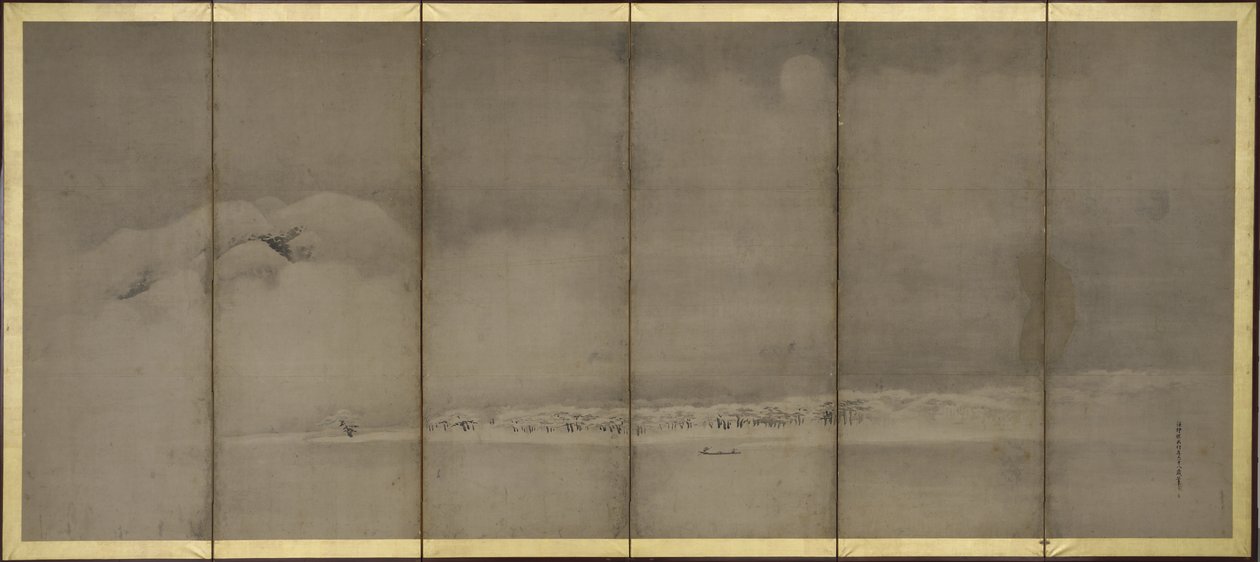 Mount Fuji och Matsubara Point, skärmar av Kano Tanyu