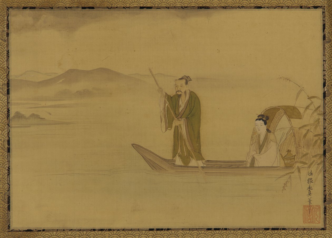 Kinesisk man och kvinna i en båt, Edo-period, mitten av 1600-talet. av Kano Yasunobu