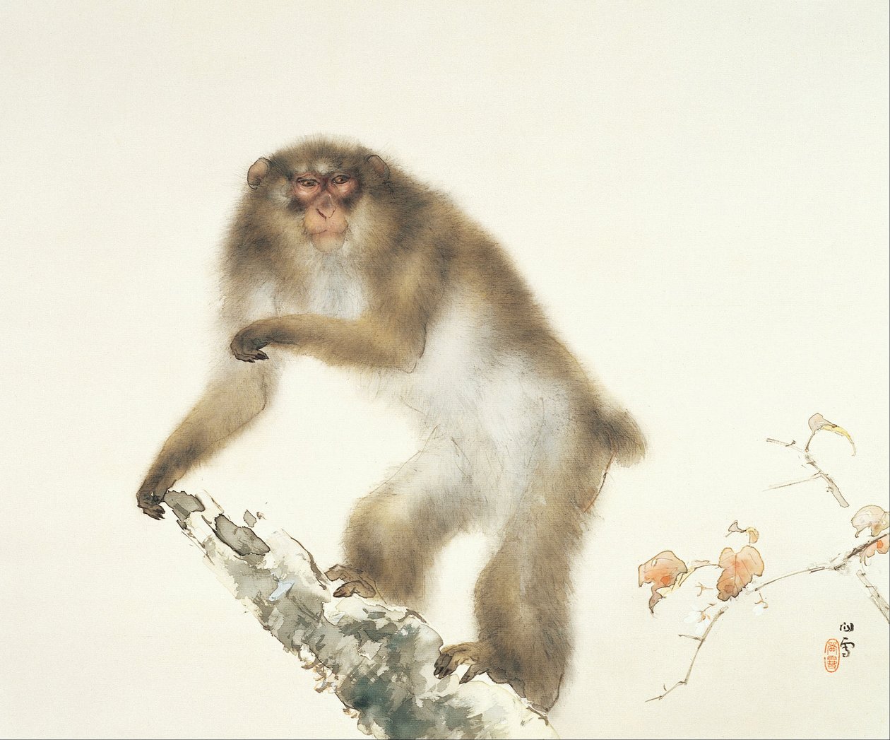 Old Monkey with Cherry in Autumn av Hashimoto Kansetsu