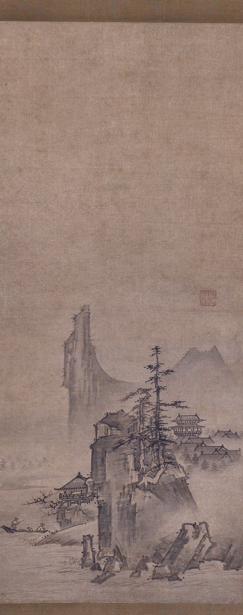Mountain Village in Light Mist (bläck på papper) av Kantei Kantei