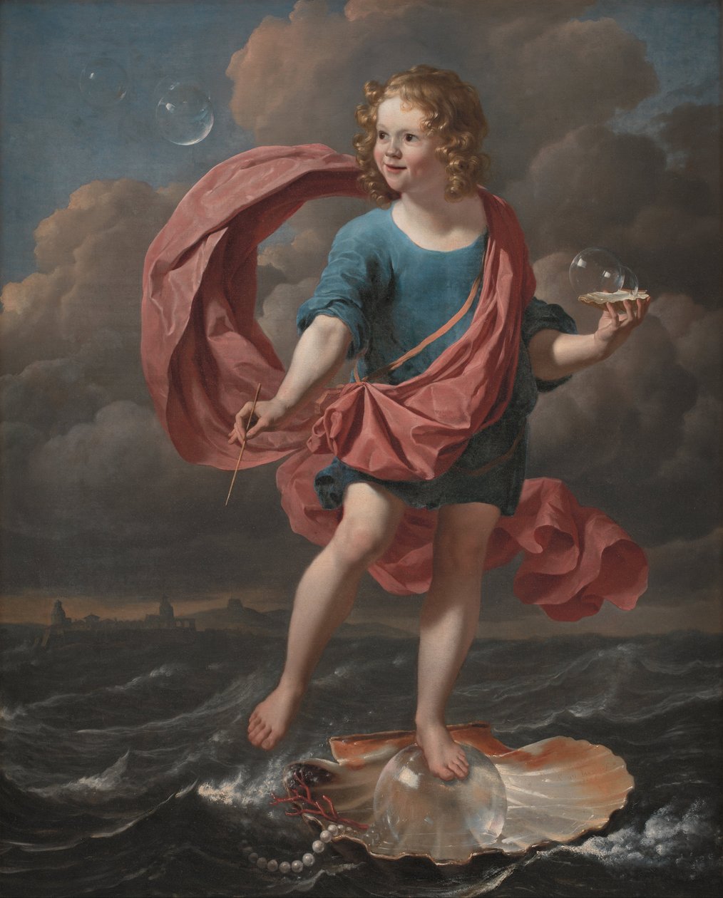 Boy Blowing Soap Bubbles. Allegory on the Transitoriness and the Brevity of Life av Karel Dujardin