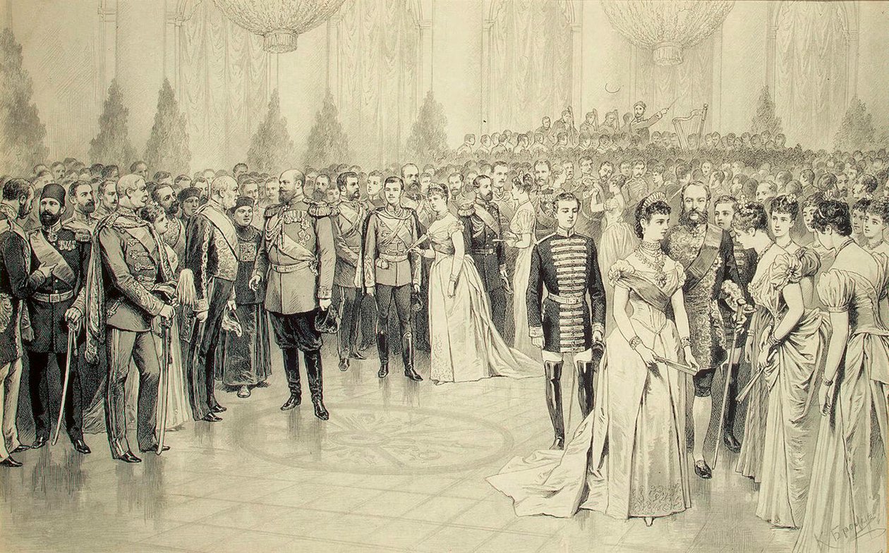 Hovbal i St Nicholas Hall i Vinterpalatset, 1880-talet. av Karel Brozh