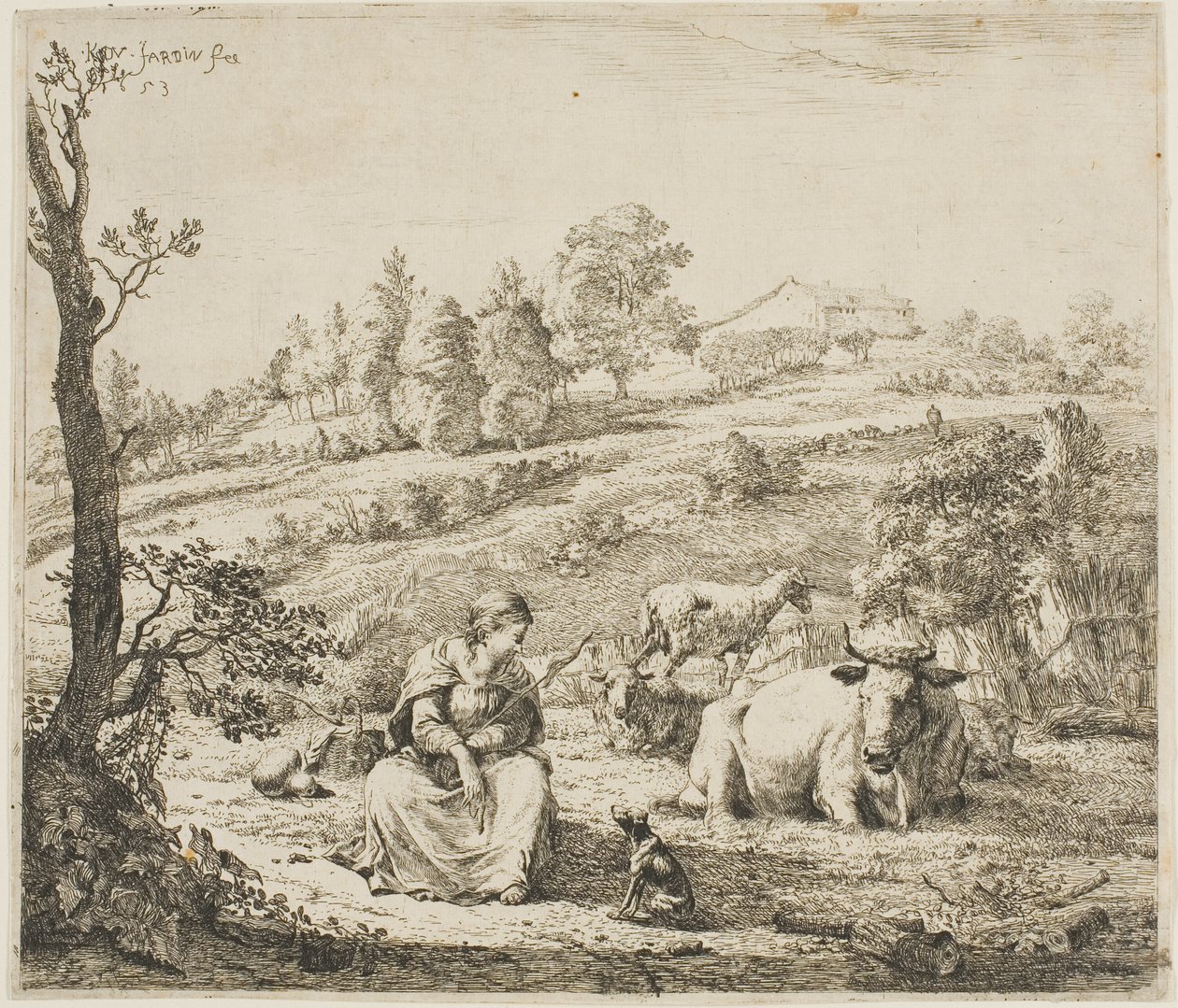 En herdinna som talar till sin hund av Karel Dujardin